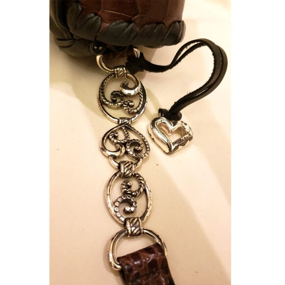 BRIGHTON Handbag/Shoulder Bag Brown Alligator Embossed Leather/Black Trim - Picture 14 of 14